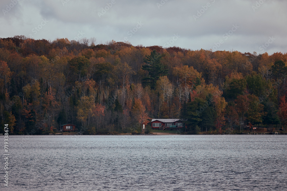 Cloudy morning of autumn on the lake