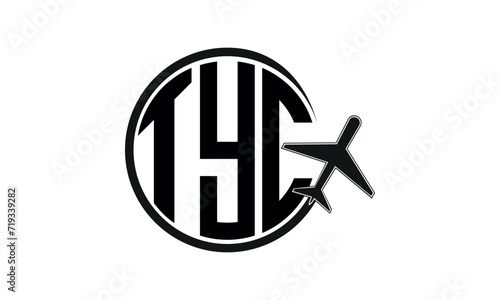 TYC three initial letter circle tour & travel agency logo design vector template. hajj Umrah agency, abstract, wordmark, business, monogram, minimalist, brand, company, flat, tourism agency, tourist