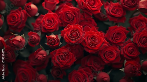 3D render valentine bunch of red roses