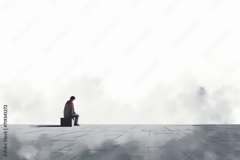 Illustration of a person with depression, sadness, loneliness
Illustration of a person with depression, sadness, loneliness