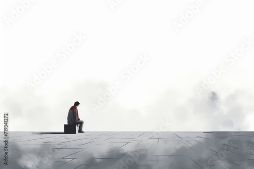 Illustration of a person with depression, sadness, loneliness

