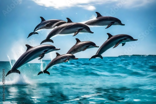 dolphins jumping out of water