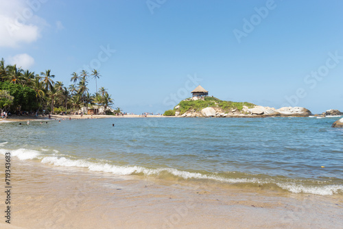 Cabo San Juan beach landscape in sunny day with caribbean sea and blue sky