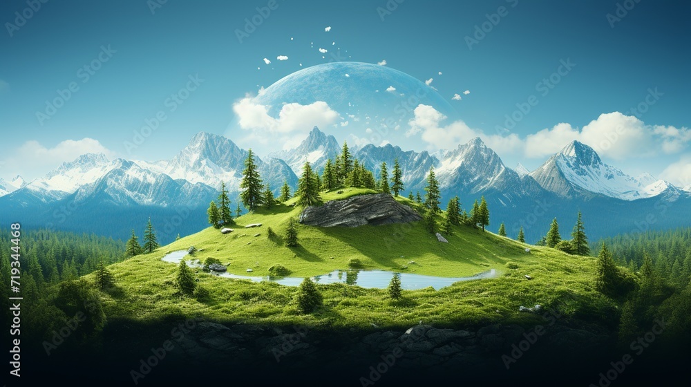Aerial top view green forest with earth, Green planet in your hands, Save Earth, Texture of forest view from above ecosystem - obrazy, fototapety, plakaty 