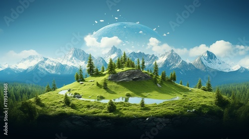 Aerial top view green forest with earth, Green planet in your hands, Save Earth, Texture of forest view from above ecosystem