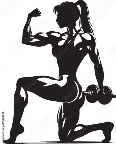 silhouette of a body builder girl vector illustration 