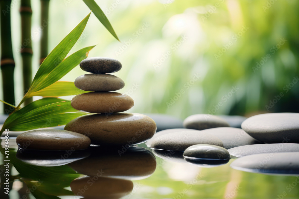 Concept of spa, Bamboo and stones in a wellness spa. Concept of spa, Bamboo and stones in a wellness spa.
