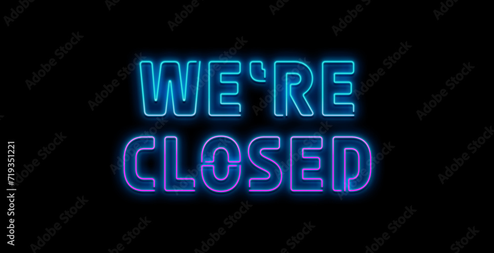 Neon closed sign vector isolated on brick wall. Close bar banner light symbol, decoration effect. Neon illustration. Neon closed sign vector isolated on brick wall. Close bar banner light symbol, decoration effect. Neon illustration.