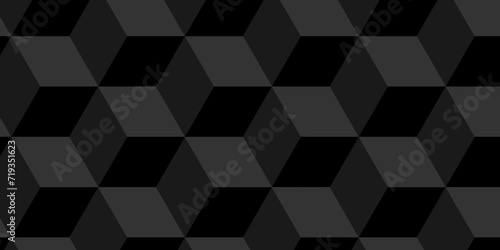 Fototapeta Naklejka Na Ścianę i Meble -  Black and gray seamless pattern Abstract cubes geometric tile and mosaic wall or grid backdrop hexagon technology. Black and gray geometric block cube structure backdrop grid triangle background.