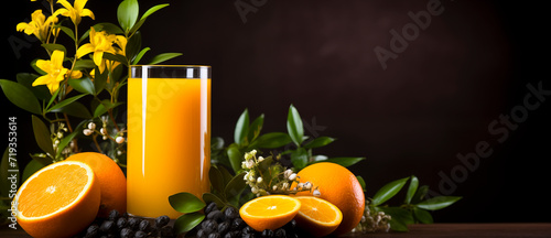 Orange juice on an appetizing composition