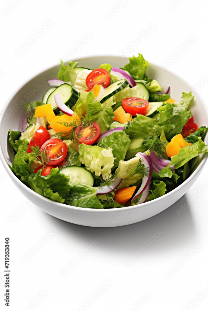 Vegetable salad in a bowl isolated on white background. Vegetable salad in a bowl isolated on white background.
