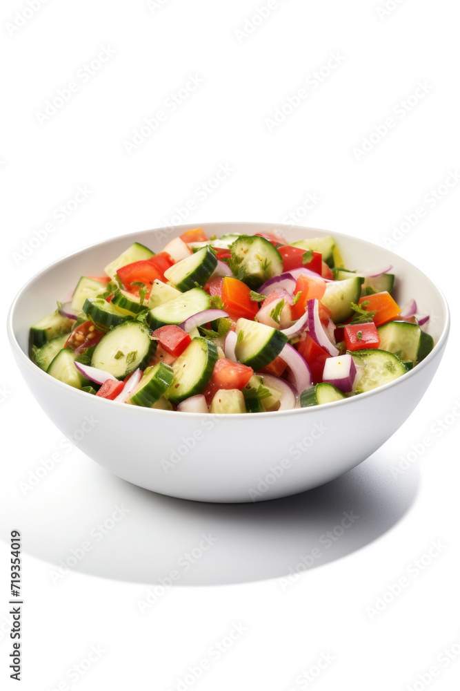 Vegetable salad in a bowl isolated on white background.