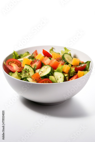 Vegetable salad in a bowl isolated on white background.