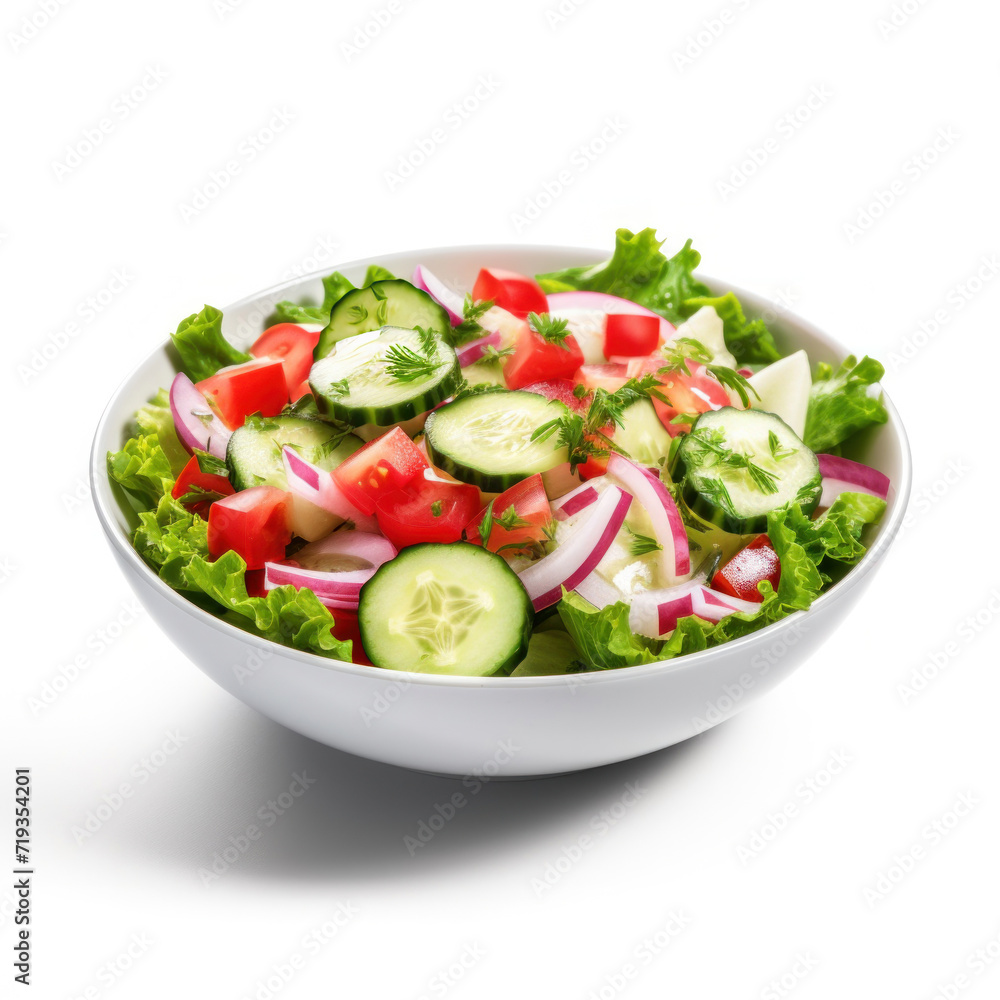 Vegetable salad in a bowl isolated on white background. Vegetable salad in a bowl isolated on white background.
