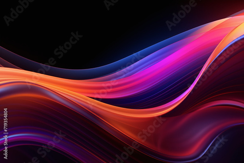 Abstract neon waves in a dark background