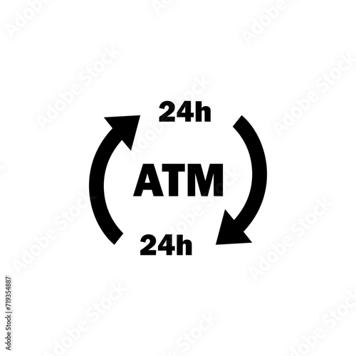24 hour ATM icon illustration isolated vector sign symbol