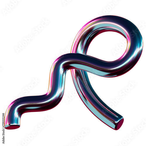 Abstact 3D Chrome Y2K Metalic