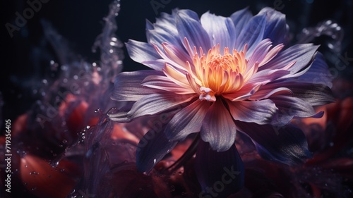 Chrysanthemum flowers on a blue background Ai generated art © MrittunJoy