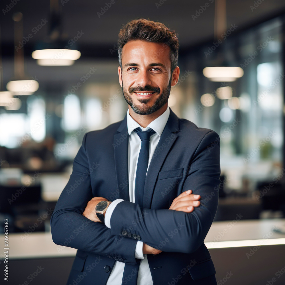 Young successful businessman standing confidently Young successful businessman standing confidently
