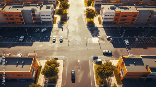 Top view apartments complex building urban lifestyle district landscape with small town