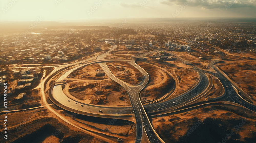 aerial view of a highway intersection