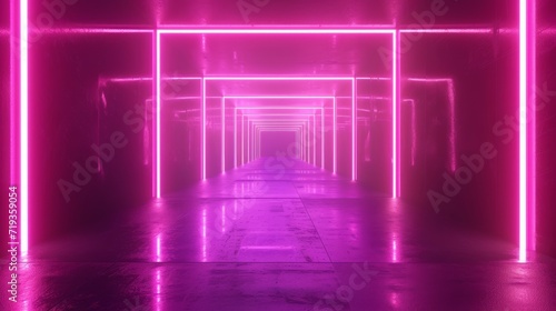 3D render neon glowing lights