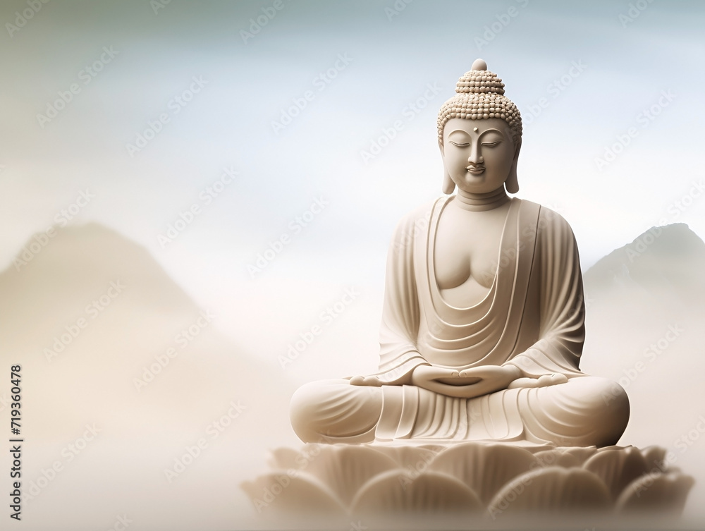 white Buddha statue on a light background with copy space white Buddha statue on a light background with copy space