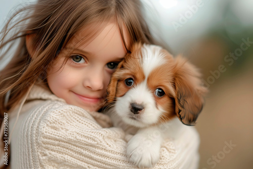 Little Girl Holds Puppy, Creating Adorable Moment of Innocence and Love