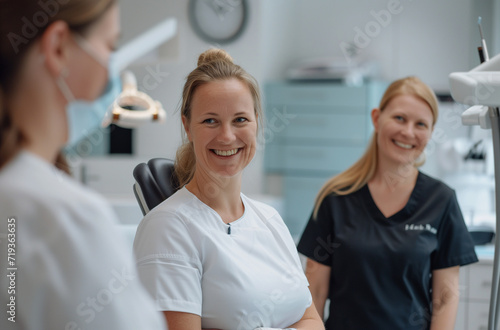 smiling people working in a dental office