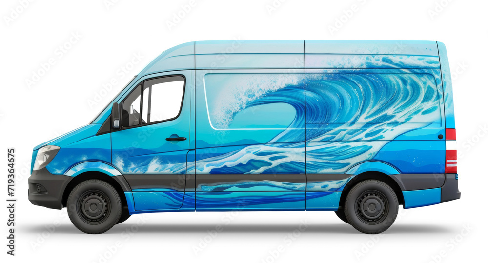 Surfer cargo van on white or transparent background