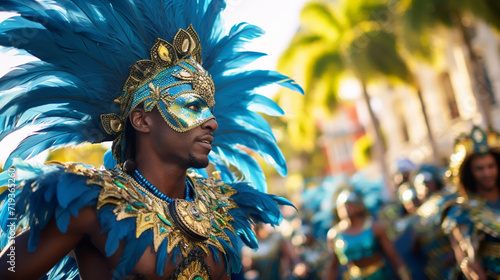 male dancer in Costume for Festival, Mardi Gras, Carnival, Halloween or more.