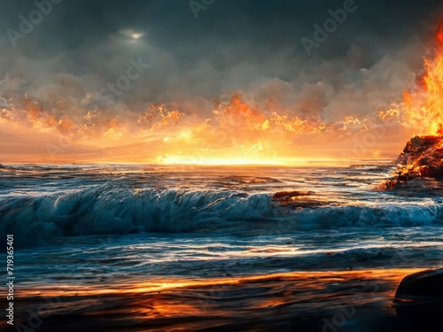 burning fire in the sea © Ulrich