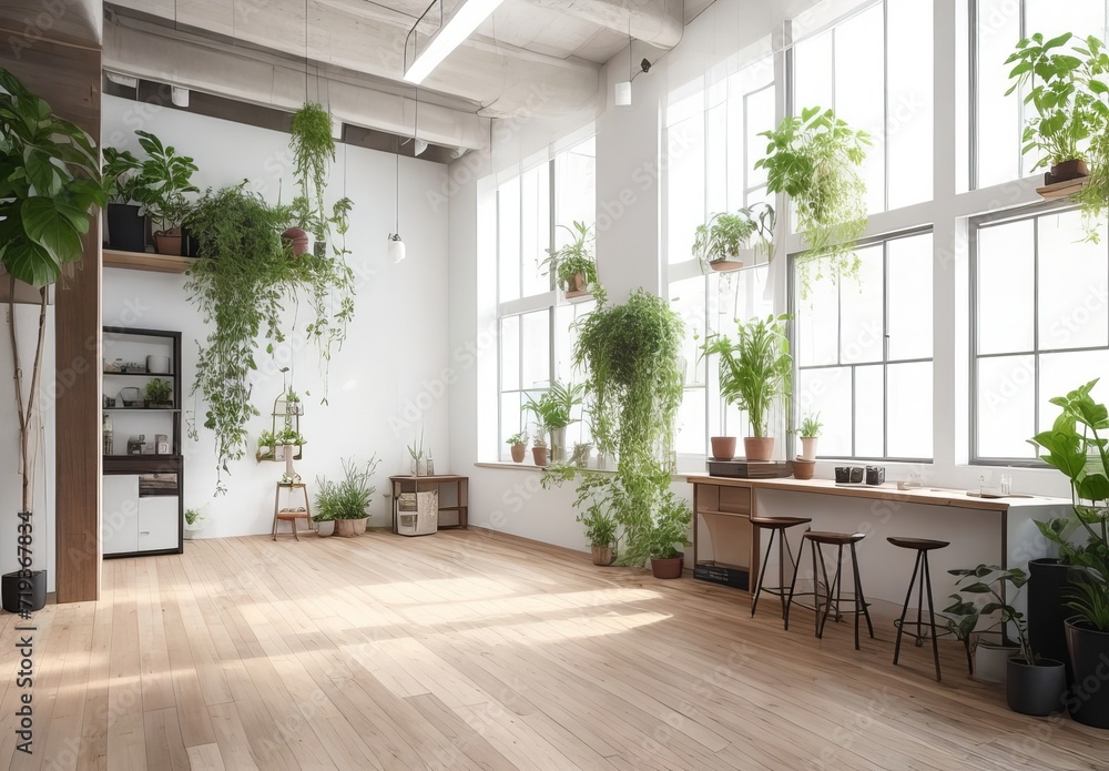 Fototapeta premium Empty room of modern contemporary loft with plan