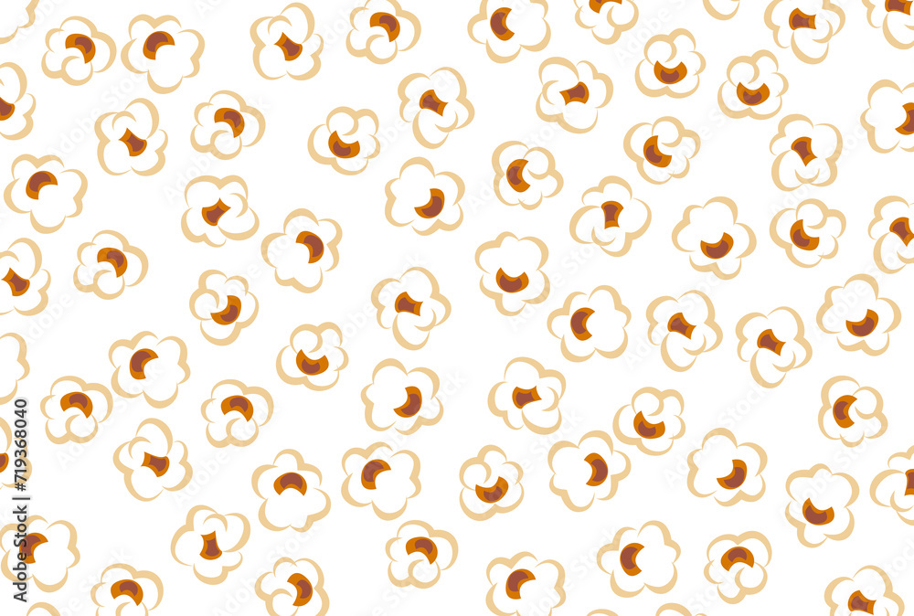 Fun food pattern. Popcorn illustration background. Flat design.