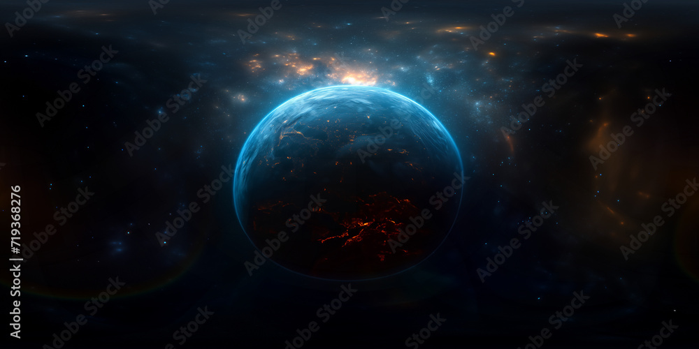Fototapeta premium ExoPlanet in space VR 360, Spherical Panorama