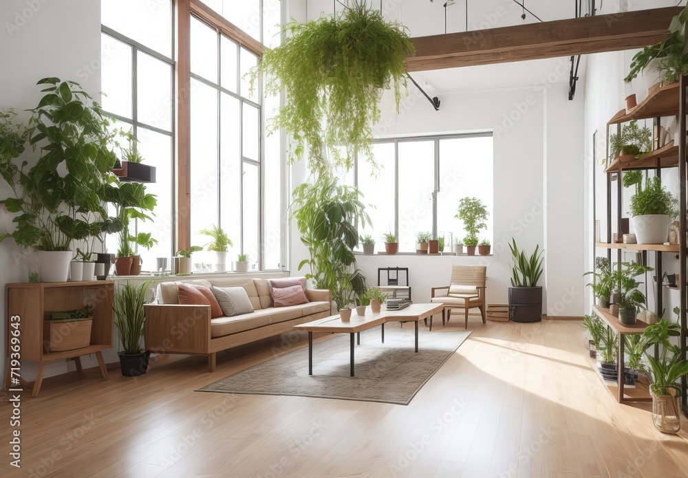 Fototapeta premium Empty room of modern contemporary loft with plan