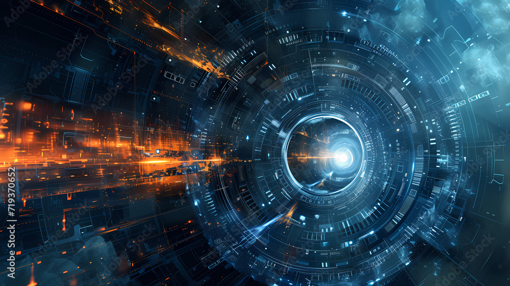 Obraz premium Futuristic Technology Concept. Abstract Digital Art Background