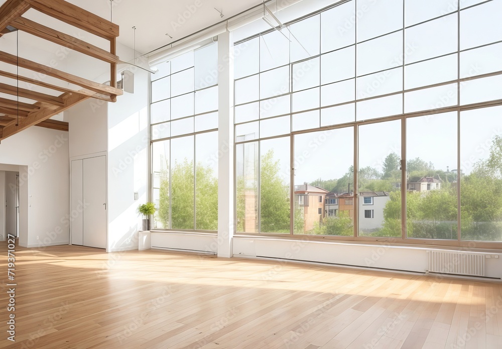 Fototapeta premium Empty room of modern contemporary loft with wood