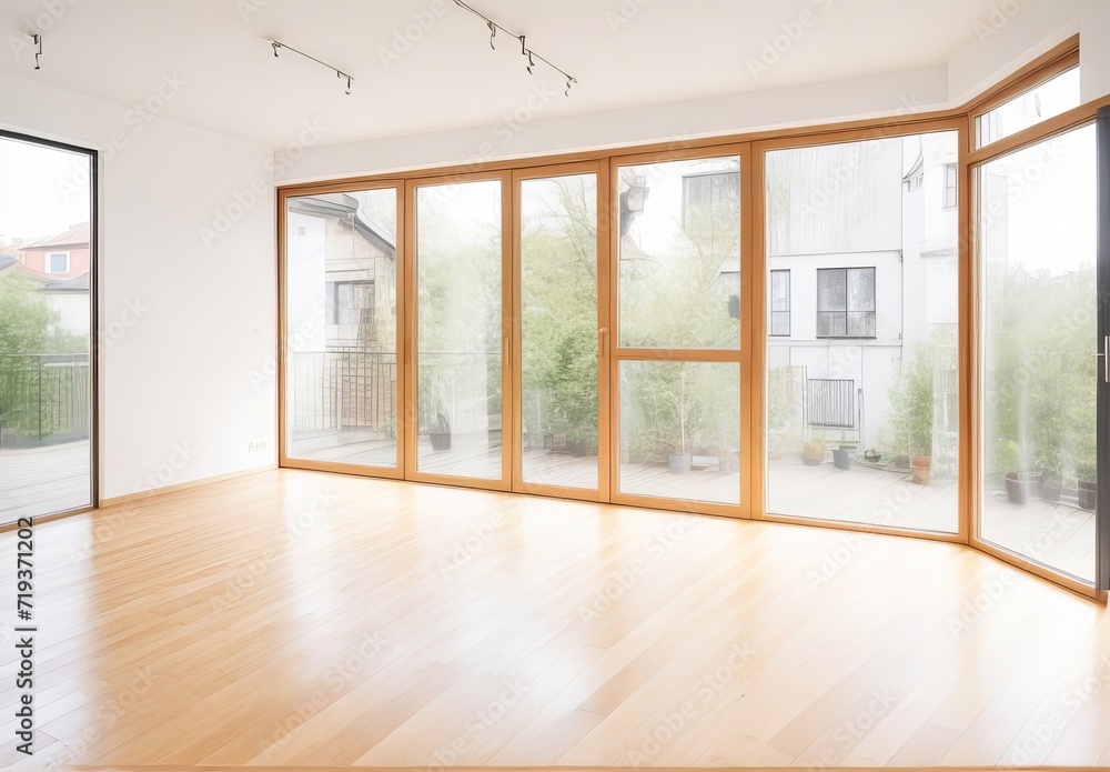 Fototapeta premium Empty room of modern contemporary loft with wood