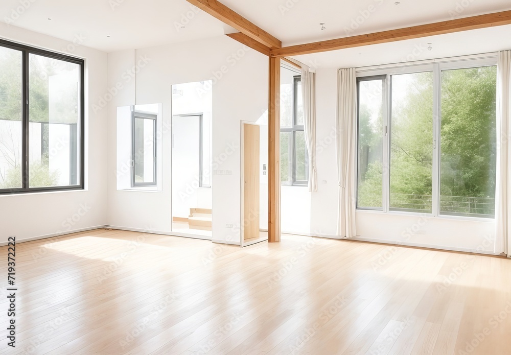 Fototapeta premium Empty room of modern contemporary loft with wood
