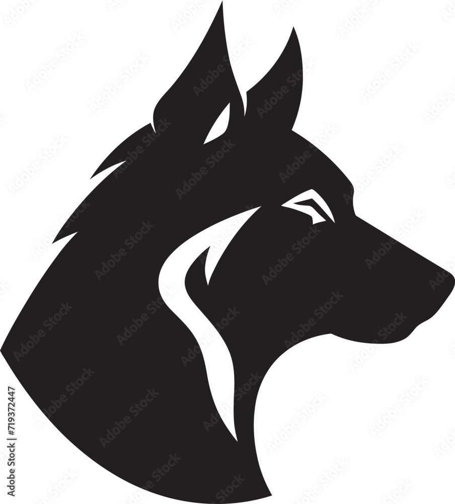 Nocturnal Nuzzle Vector Dog IllustrationOnyx Outlines Black Vector Graphic