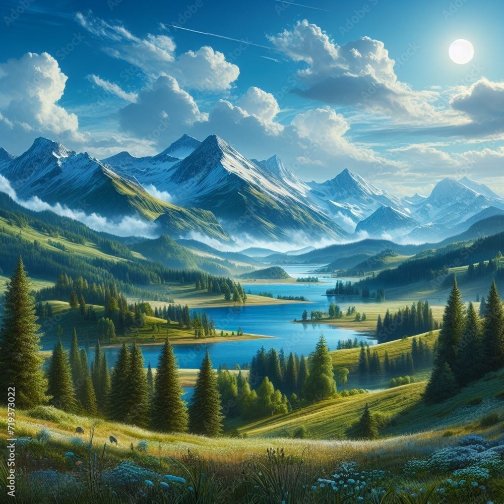 Fototapeta premium lake and mountains