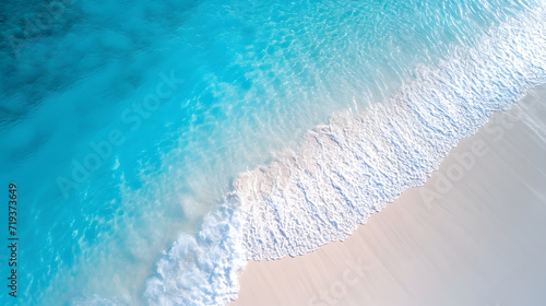 Beautiful tropical beach along the coastline, Aerial drone view of sandy beach.