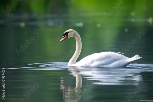 Graceful swan gliding across serene waters. Generative AI