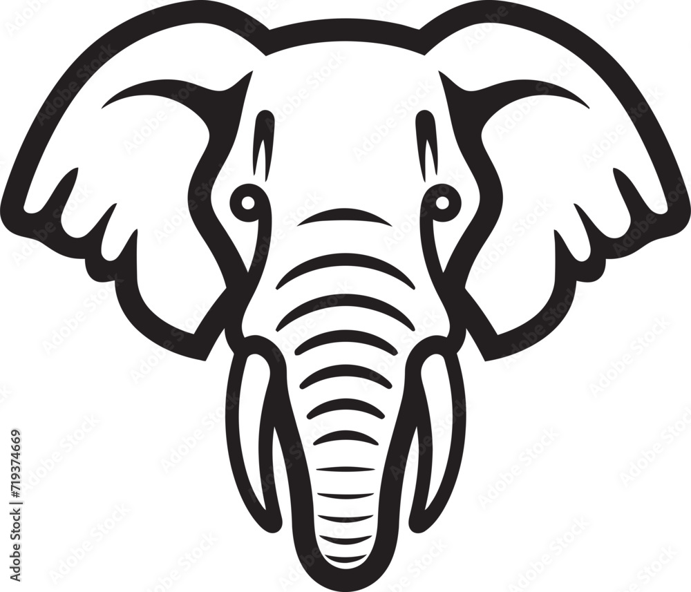 Modernistic Black Elephant Vector ArtBlack and White Elegance Elephant Graphic