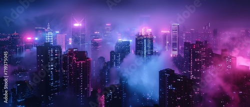 Moody Cityscape At Night With Neon Lights, Smoke, And Urban Solitude. Сoncept Abstract Art With Vibrant Colors, Serene Nature Landscapes, Candid Street Photography, Architectural Marvels