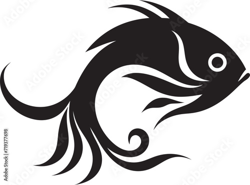 Fototapeta Naklejka Na Ścianę i Meble -  Elegance in Shadows Fish Vector Black CollectionDeep Sea Noir Blackened Fish Vector Gallery