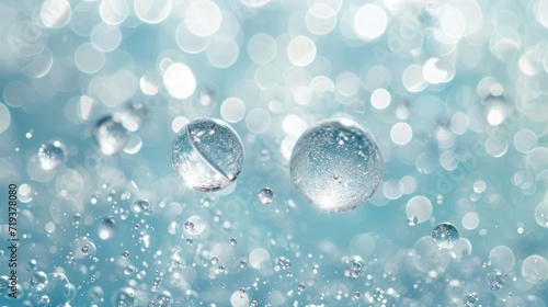 Close Up of Water Bubbles on Blue Background