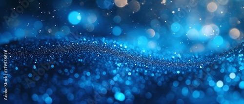 Vibrant Blue Particles Create An Abstract And Dazzling Bokeh Background. Сoncept Abstract Art, Bokeh Photography, Vibrant Blue Particles, Dazzling Background