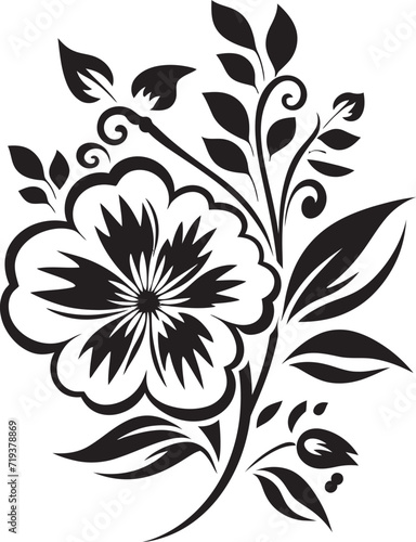 Fototapeta Naklejka Na Ścianę i Meble -  Ebony Enigma Unveiled V Stylish Floral Vector EnigmasInked Midnight Blooms V Dark Floral Vector Blooms